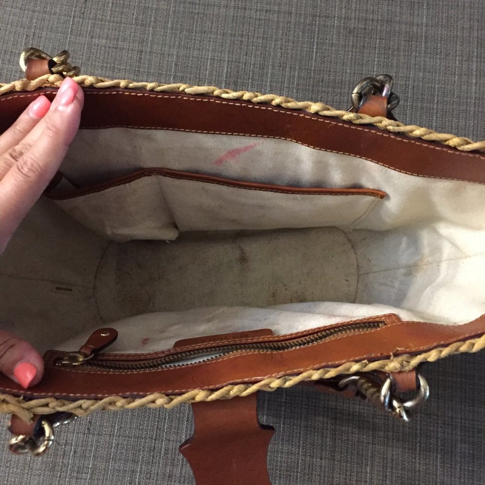 MICHAEL KORS Brown leather straw tote - Picture 7 of 13